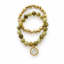 Load image into Gallery viewer, Marbled Bead Stretch Bracelet Set of 2 - Olive
