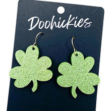 Load image into Gallery viewer, 1.5&quot; Hand-Drawn Shamrock Dangle Earrings - Saint Patrick&#39;s Day Earrings
