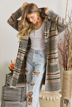 Load image into Gallery viewer, Tirbal Print Hooded Sweater Cardigan
