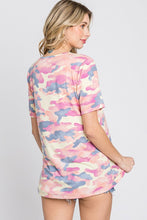 Load image into Gallery viewer, Criss-Cross V-Neck Camo Top
