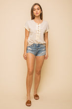 Load image into Gallery viewer, Taupe &amp; Mustard Lace Up Striped Knit Top
