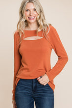 Load image into Gallery viewer, Rust Cut Out Long Sleeve Top
