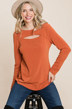 Load image into Gallery viewer, Rust Cut Out Long Sleeve Top
