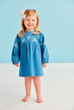 Load image into Gallery viewer, Blue &amp; White Floral Denim Dress
