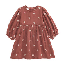 Load image into Gallery viewer, Embroidered Daisy Crinkle Dress
