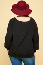 Load image into Gallery viewer, Plus Black Square Neck Long Sleeve Top
