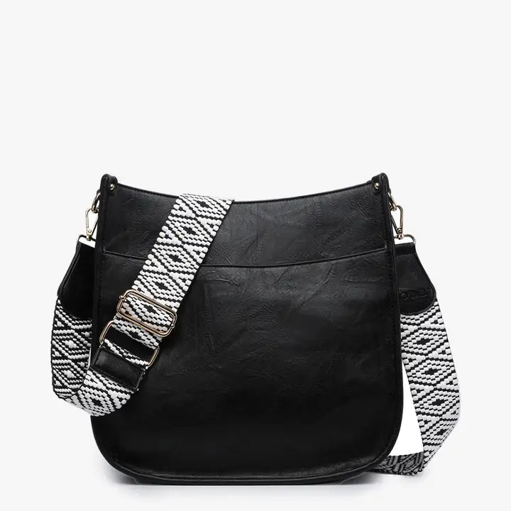 Jen&Co® Chloe Crossbody with Guitar Strap - Black