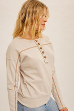 Load image into Gallery viewer, 2 Tone Mini Tassel Trimmed Henley Top
