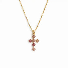 Load image into Gallery viewer, Natural Stone Cross Pendant Necklace - Blush Quartz

