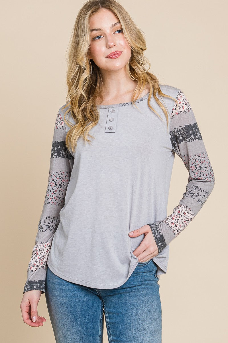 Solid Top w/ Contrast Sleeves