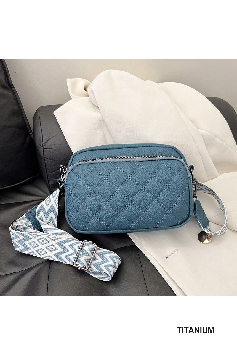 Quilted Vegan Leather Crossbody Camera Bag