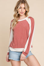 Load image into Gallery viewer, Plus Size Contrast Solid Long Sleeve Top
