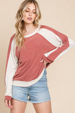 Load image into Gallery viewer, Plus Size Contrast Solid Long Sleeve Top
