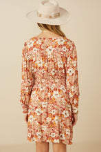 Load image into Gallery viewer, Floral Print V-Neck Smock Detail Dress
