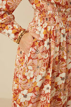 Load image into Gallery viewer, Floral Print V-Neck Smock Detail Dress
