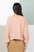 Load image into Gallery viewer, Raw Edge Detail Oversized Waffle Knit Top
