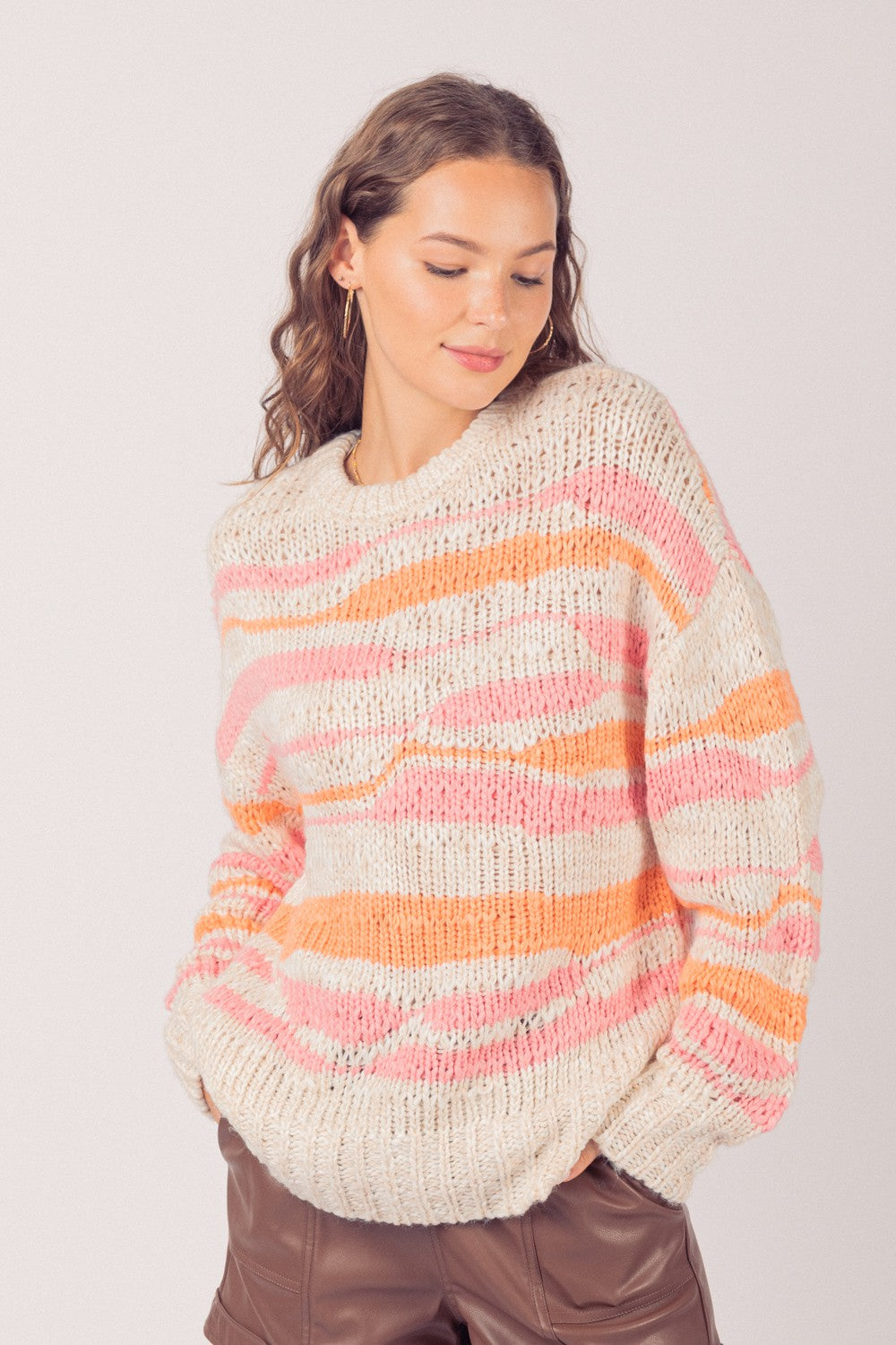 Multi Color Casual Knit Sweater Top