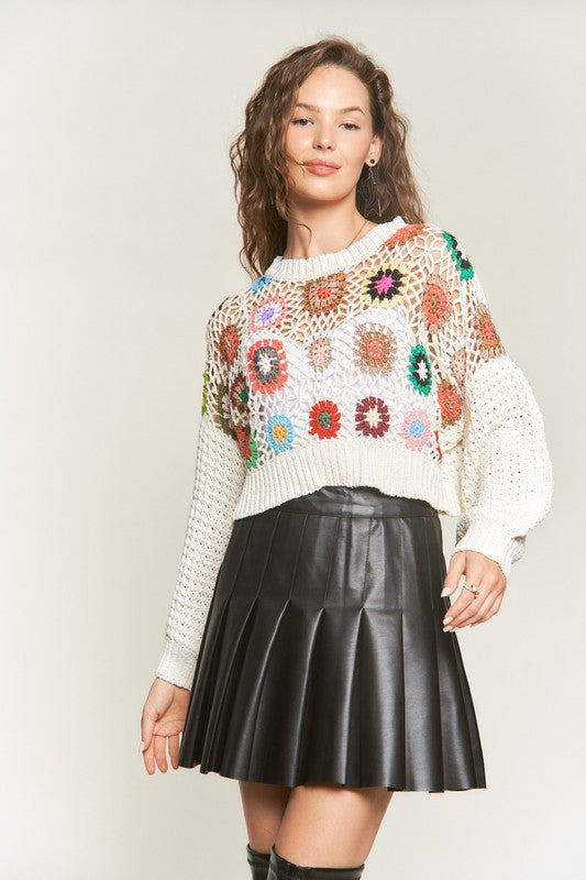 Multi Color Crochet Crop Top