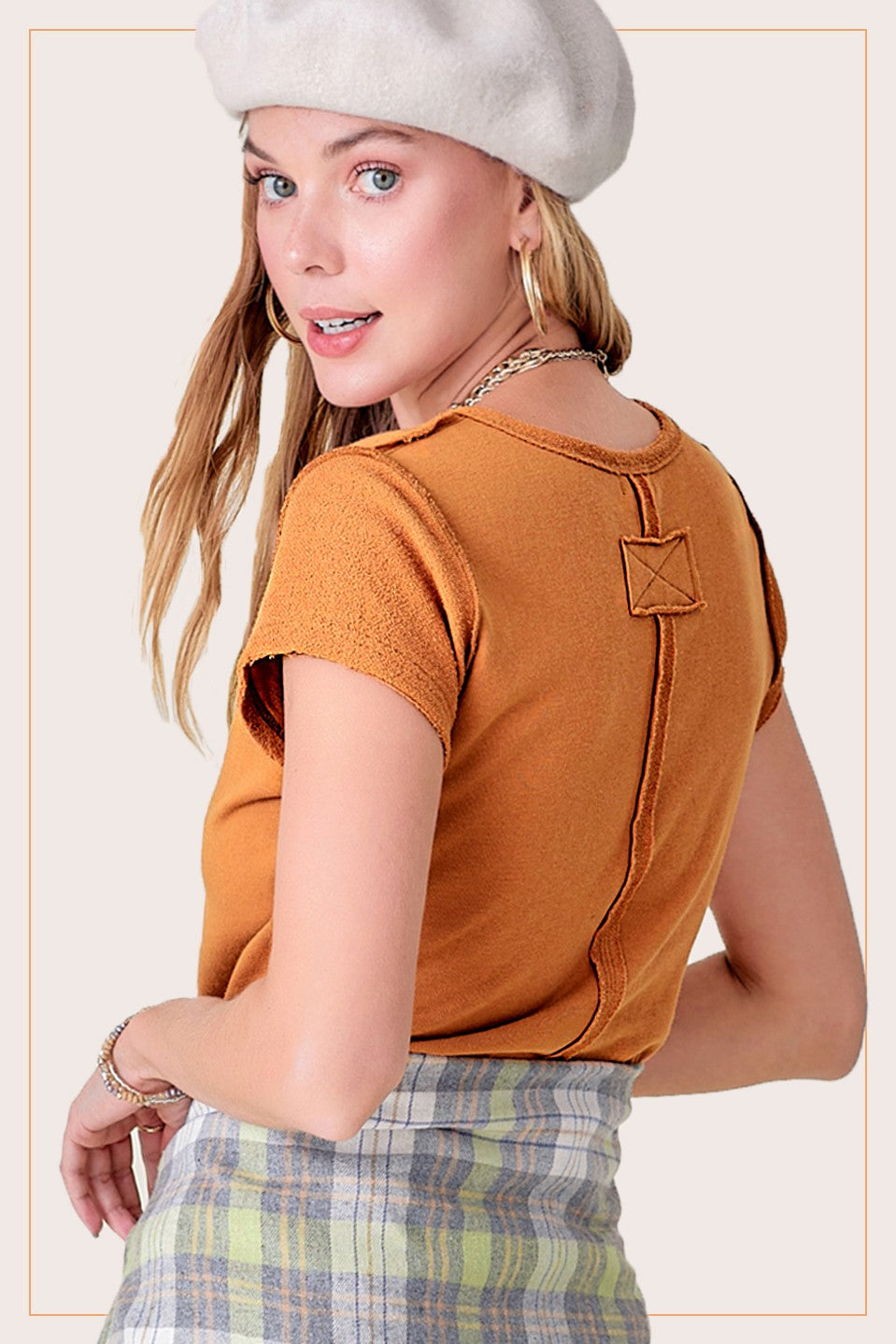Textured U-Neck Short Sleeve Top