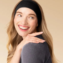 Load image into Gallery viewer, Recycled Fabric Ribbed Elastic Headbands 2pc Set - Black
