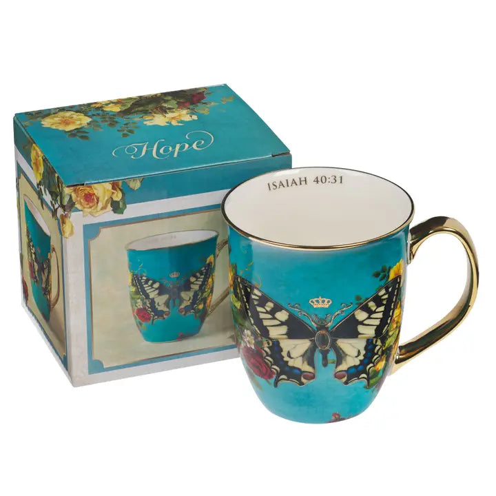 Mug Teal/White Butterfly Hope Isa. 40:31