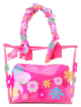 Load image into Gallery viewer, Puffy Flowers Clear Tote and Cosmetic Bag Set
