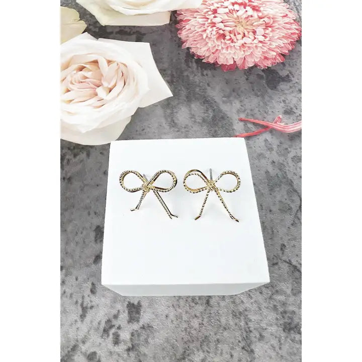 Bow Knot Shaped Metal Chain Stud Earrings