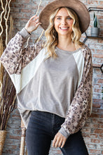 Load image into Gallery viewer, Plus Size Animal Print Contrast Dolman Top
