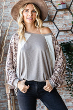 Load image into Gallery viewer, Plus Size Animal Print Contrast Dolman Top
