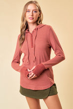 Load image into Gallery viewer, Henley Ribbed Hooded Top
