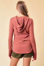 Load image into Gallery viewer, Henley Ribbed Hooded Top
