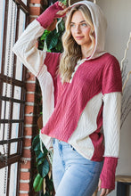 Load image into Gallery viewer, Cable Knit Button Front Hooded Top

