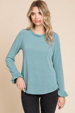 Load image into Gallery viewer, Plus Knit Top With Ruffle Neckline
