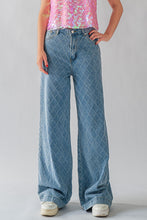 Load image into Gallery viewer, High Waist Diamond Pattern Denim Jeans
