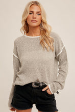Load image into Gallery viewer, Boat Neck Thread Contrast Loose Fit Sweater
