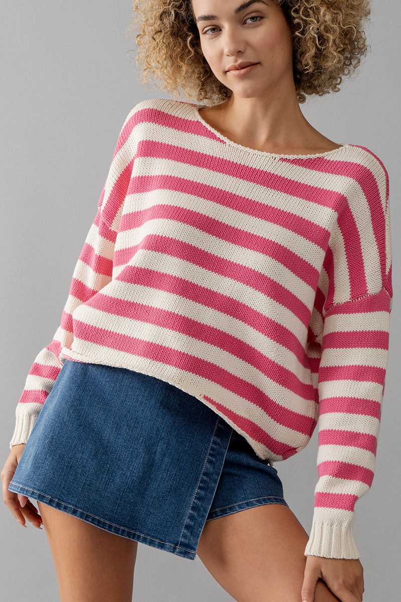 Loose Fit Striped Knit Sweater