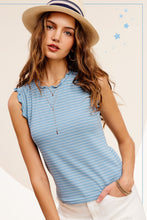 Load image into Gallery viewer, Brushed Stripe Ruffle Sleeve Top
