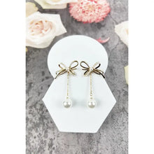 Load image into Gallery viewer, Bow with Drop Pearl Earrings
