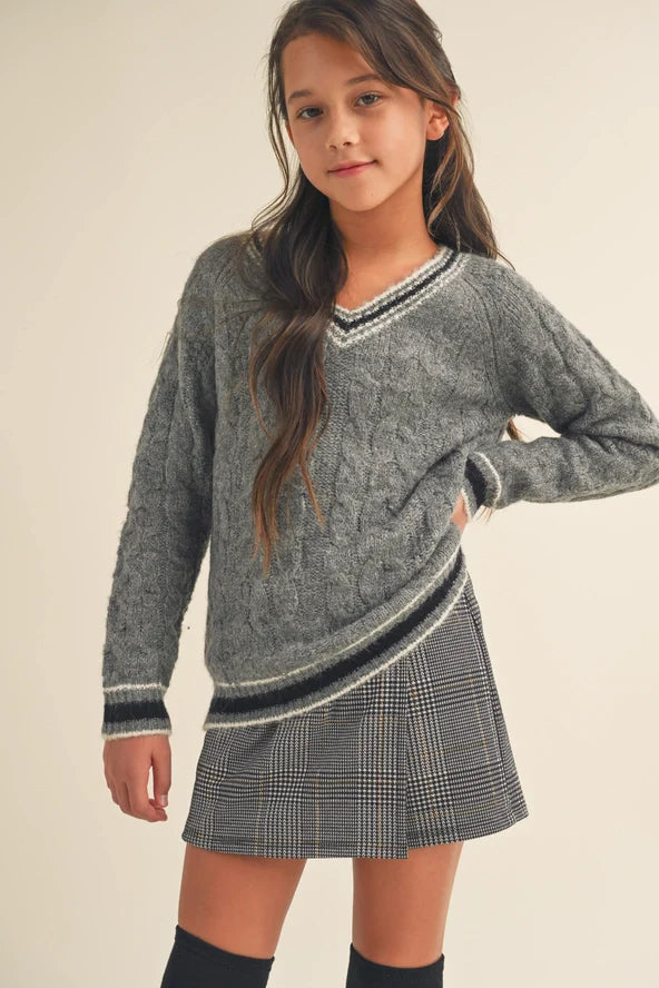 Youth Girls V-Neck Sweater