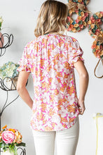 Load image into Gallery viewer, Plus Floral Tie-up Mock Neck Top
