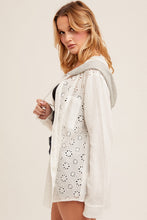 Load image into Gallery viewer, Eyelet Mixed Button Down Hoodie Shirt Jacket
