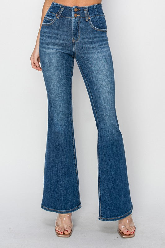 High Rise Seam Detailed Flare Jeans