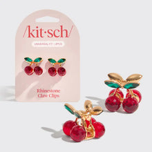 Load image into Gallery viewer, Mini Rhinestone Claw Clips 2pc Set - Cherry
