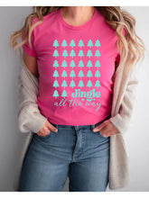 Load image into Gallery viewer, Jingle All the Way Pink Holiday Graphic Tee
