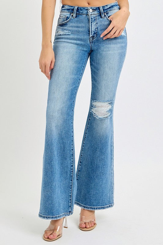 Risen Tummy Control Mid Rise Flare Jeans