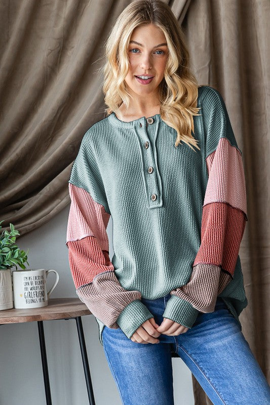 Ribbed Color-Blocked Top