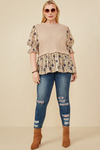 Load image into Gallery viewer, Plus Size Mixed Media Floral Top
