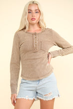 Load image into Gallery viewer, Button Down Washed Waffle Knit Top
