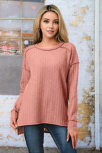 Load image into Gallery viewer, Textured Hi Low Long Sleeve Top
