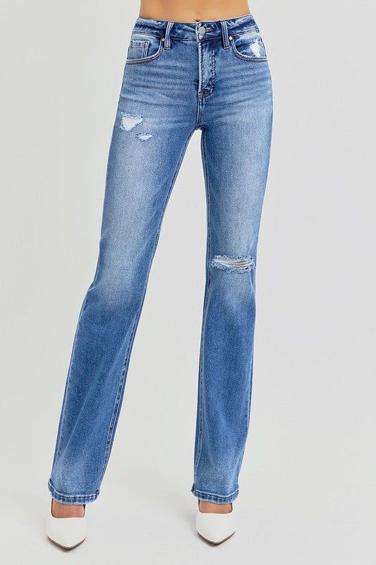 High Rise Ankle Straight Jeans